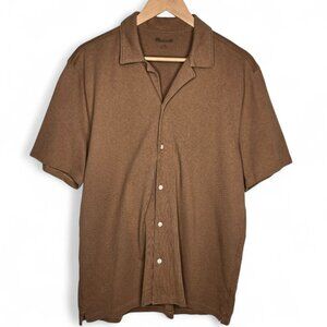 Madewell Knit Easy Camp Shirt Men's Light Brown Button Up Fall Casual Office M